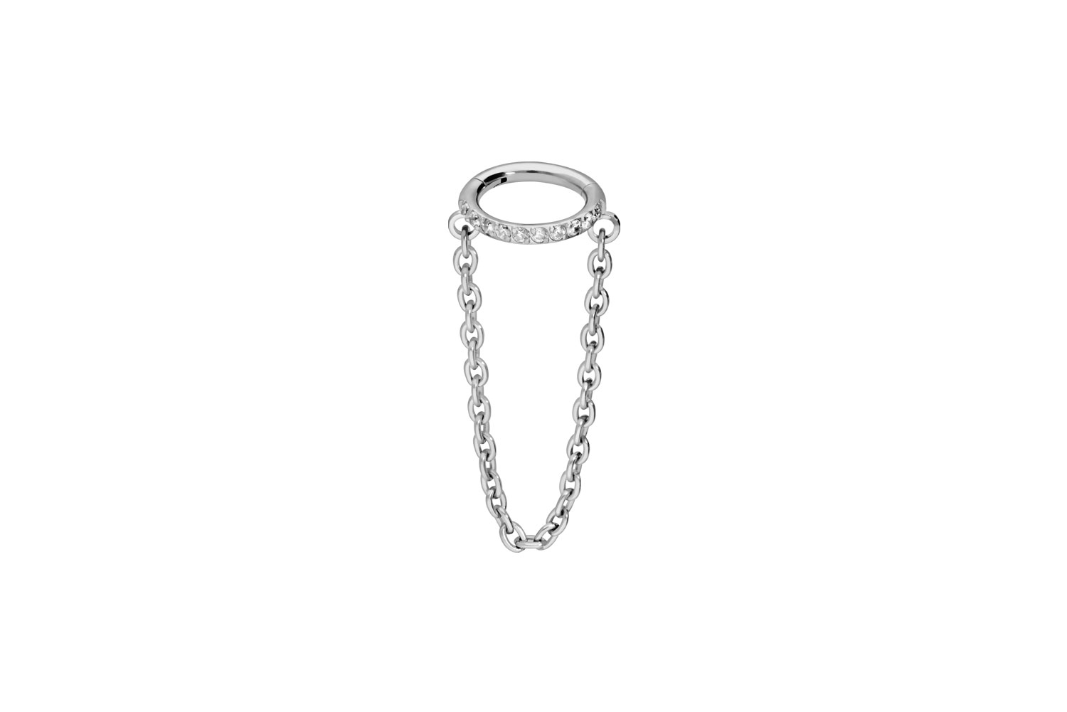 Titan Segmentring Clicker Piercing EINGEFASSTE KRISTALLE + KETTE